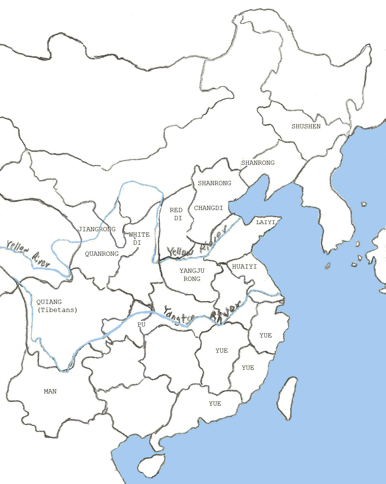 Location of barbarians during the Western Chou Period
