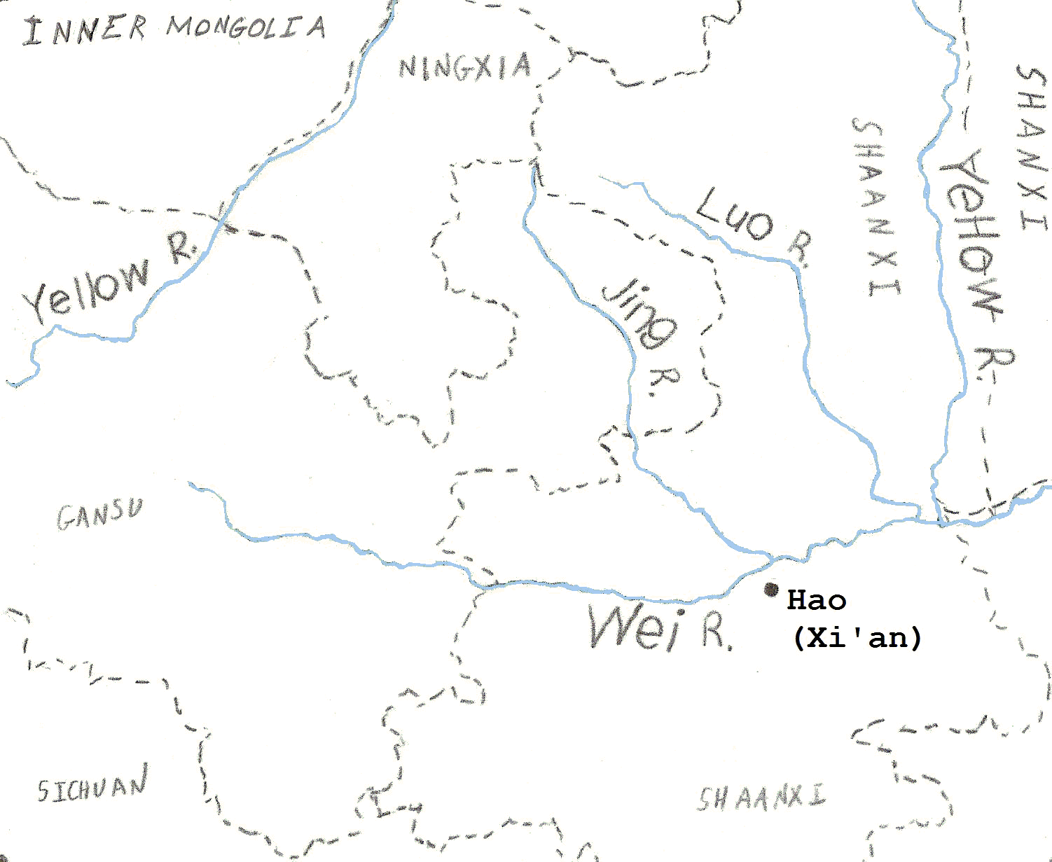 Map of Jing, Luo, and Wei Rivers.